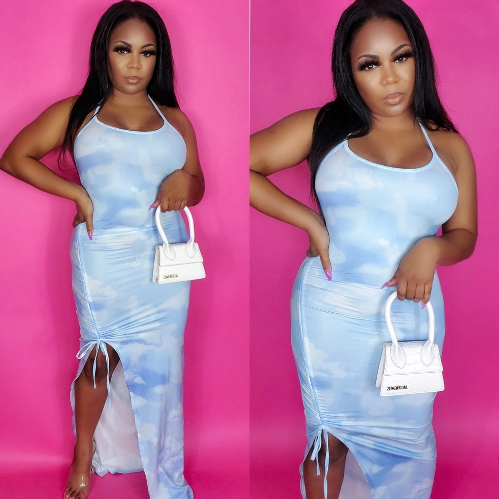 "Cloud 9" Side slit maxi dress